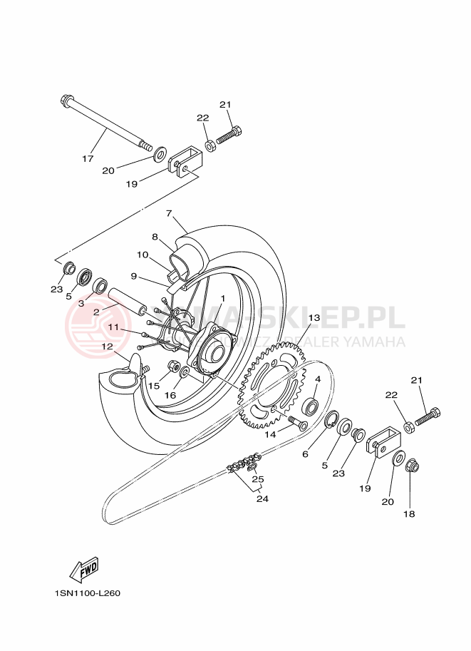 Schemat "Koło tył" do Yamaha YZ85LW