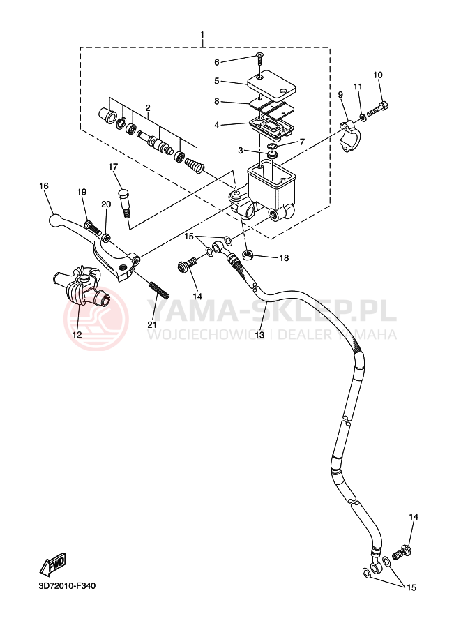 Schemat "Pompa hamulcowa przednia" do Yamaha WR250X