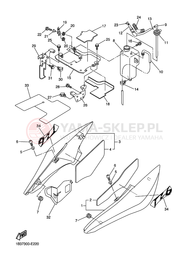 Schemat "Pokrywa boczna" do Yamaha FZ6-NS FZ6