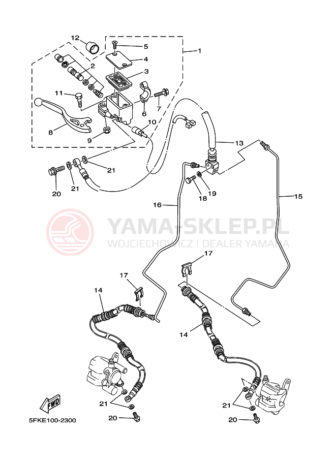 Schemat "Pompa hamulcowa przednia" do Yamaha BANSHEE