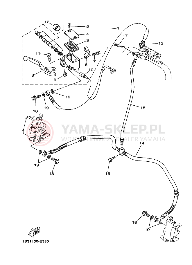 Schemat "Pompa hamulcowa przednia" do Yamaha YFM700RV