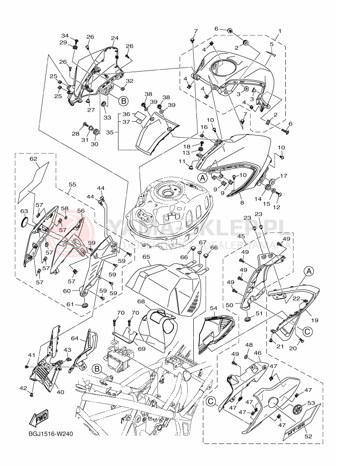 Schemat "zbiornik paliwa" do Yamaha MT-03