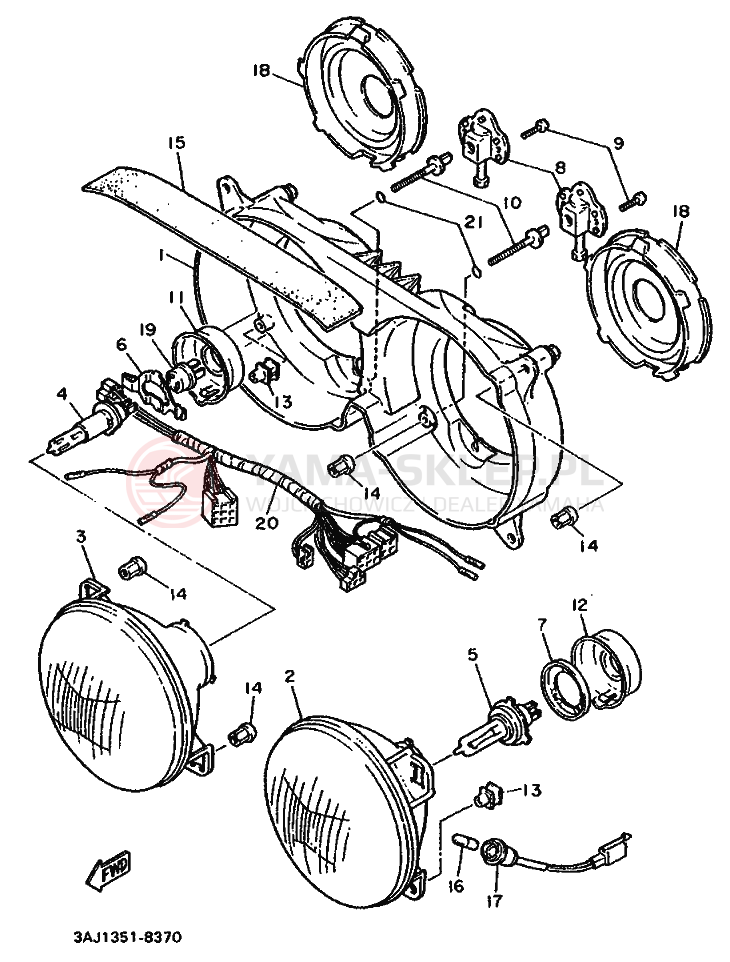 Schemat "Lampa przód" do Yamaha XT600Z TENERE