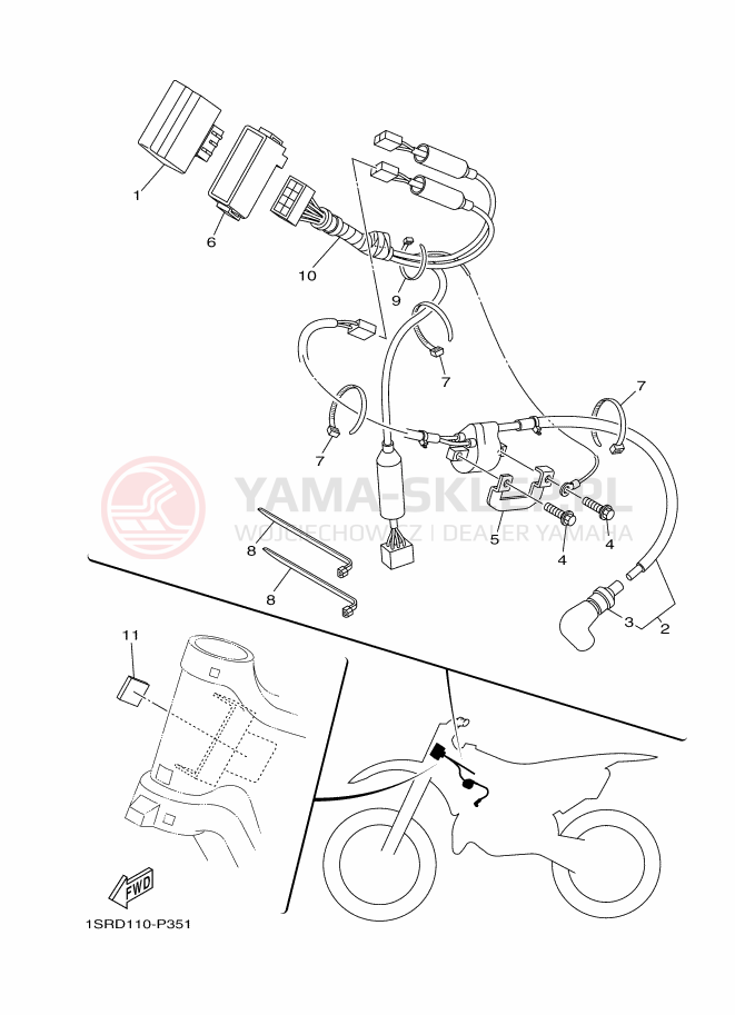 Schemat "układ elektryczny" do Yamaha YZ125