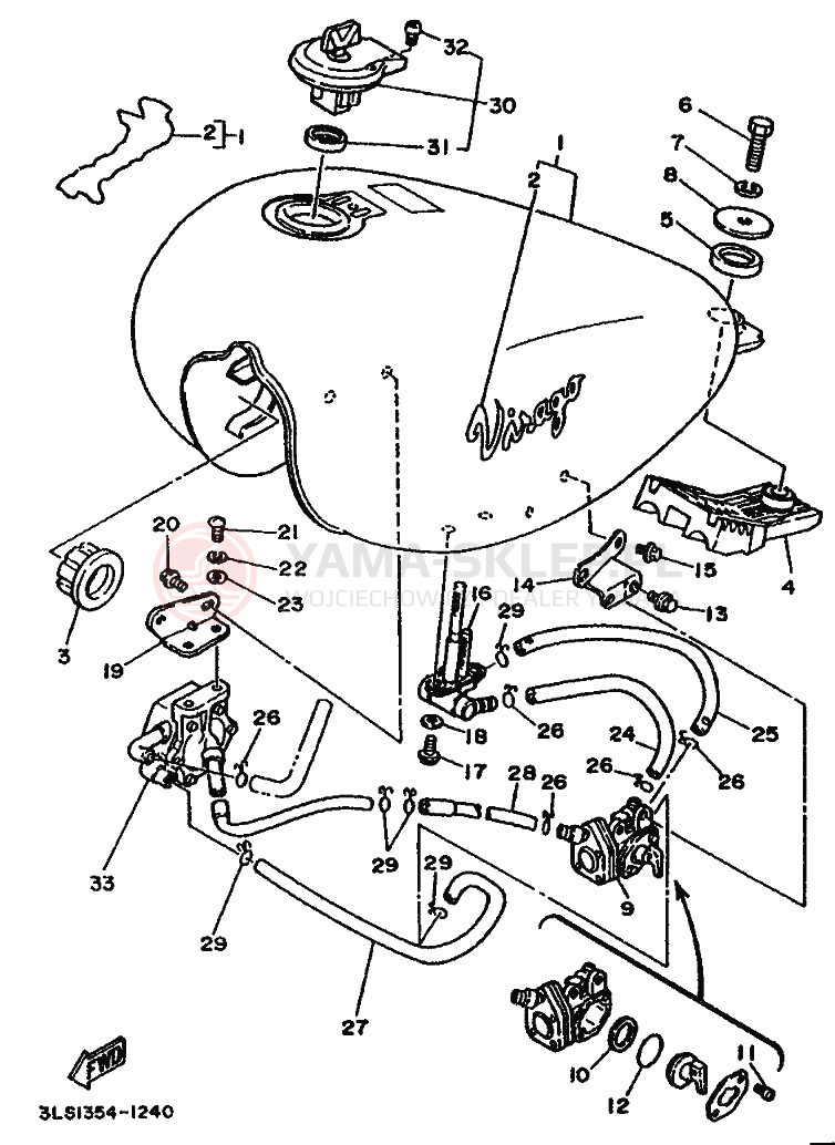 Schemat "zbiornik paliwa" do Yamaha XV250 VIRAGO