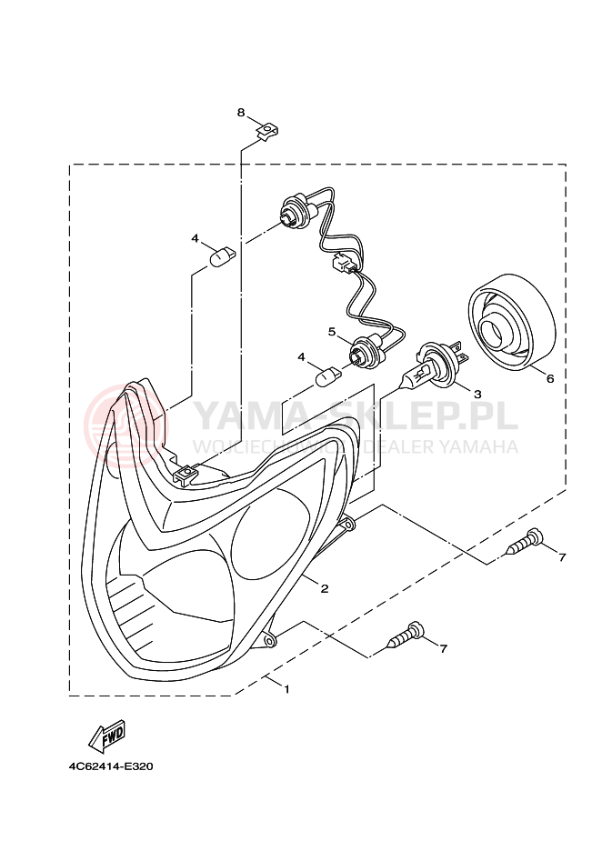 Schemat "Lampa przód" do Yamaha CYGNUS X