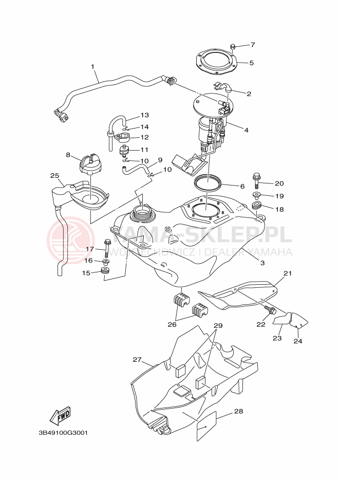 Schemat "zbiornik paliwa" do Yamaha GRIZZLY 700 FI