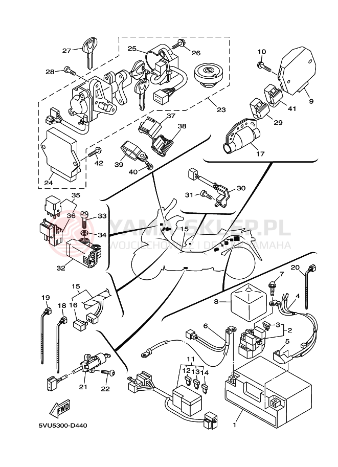 Schemat "układ elektryczny" do Yamaha TMAX