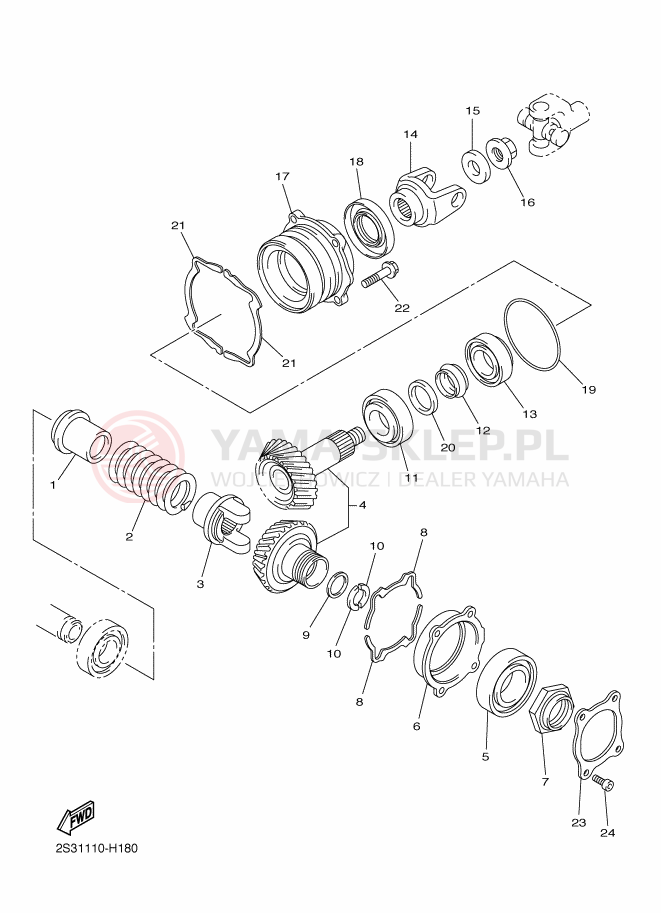 Schemat "Przeniesienie napędu" do Yamaha VMAX