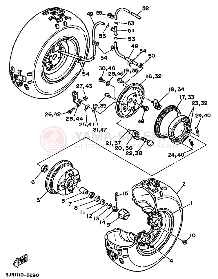 Schemat "Koło przód" do Yamaha YFM350ER