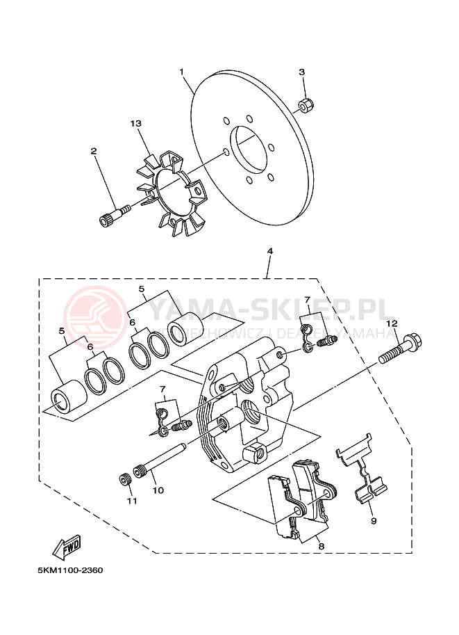 Schemat "Zacisk hamulcowy tylny" do Yamaha GRIZZLY