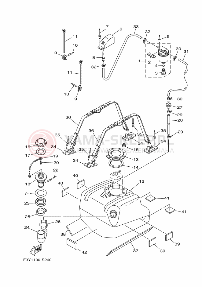 Schemat "zbiornik paliwa" do Yamaha EX