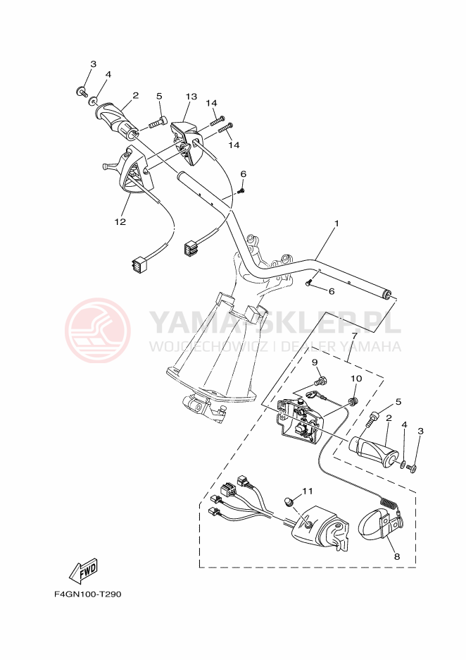 Schemat "Kierownica i osprzęt" do Yamaha VX LIMITED