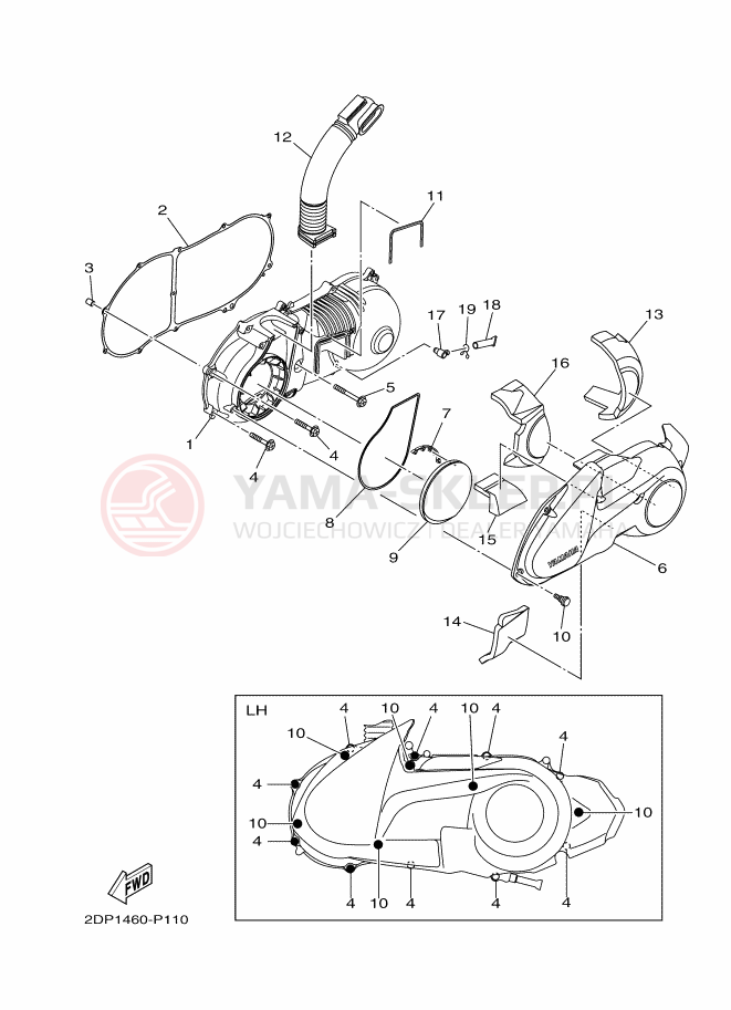 Schemat "Pokrywa silnika" do Yamaha NMAX 150