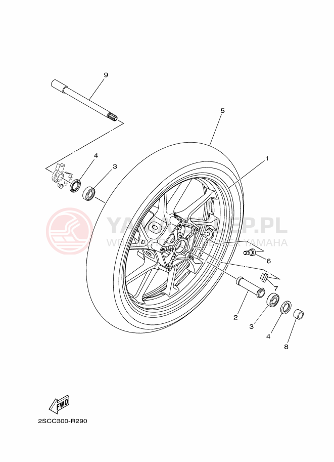 Schemat "Koło przód" do Yamaha TRACER 900
