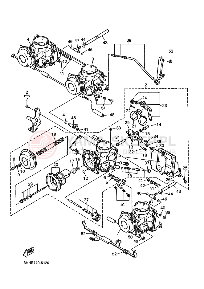 Schemat "Gaźnik" do Yamaha FZR600 GENESIS