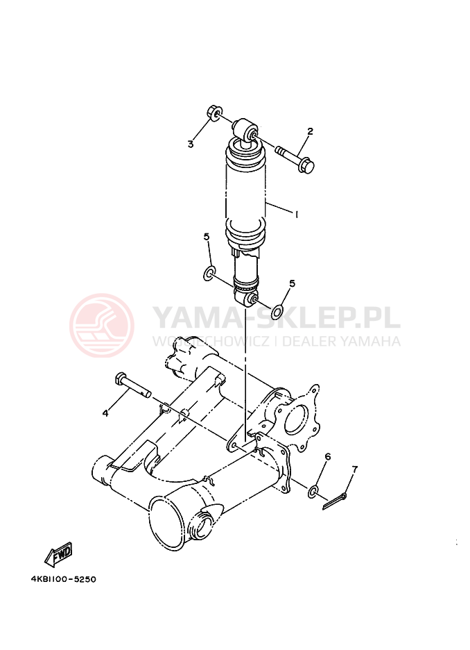 Schemat "zawieszenie tył" do Yamaha YFM350FW-X
