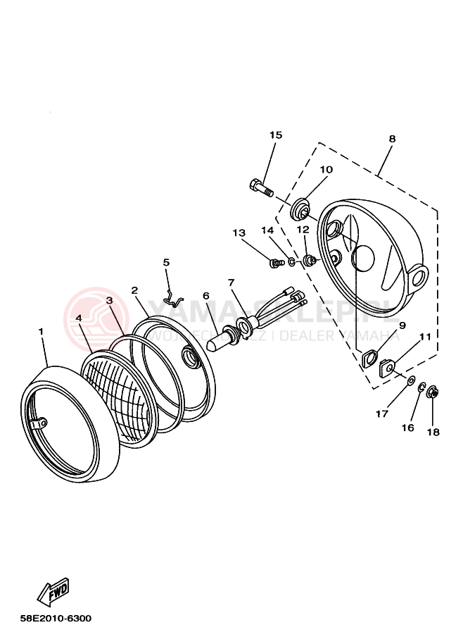 Schemat "Lampa przód" do Yamaha YB-1