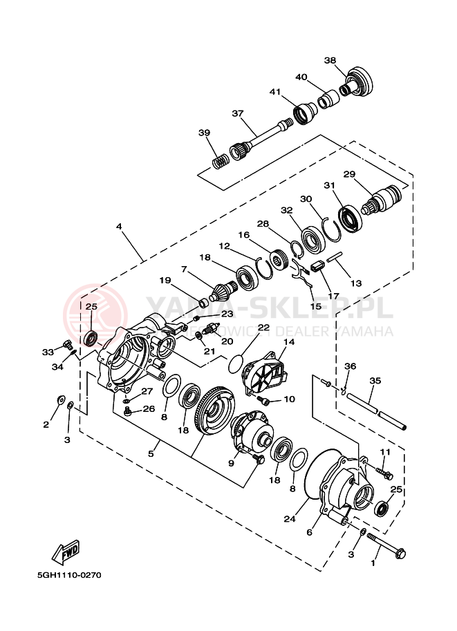 Schemat "Wał napędowy przód" do Yamaha YFM400FA