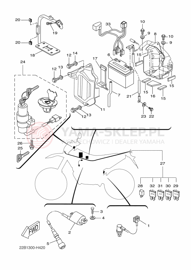 Schemat "układ elektryczny" do Yamaha WR125R