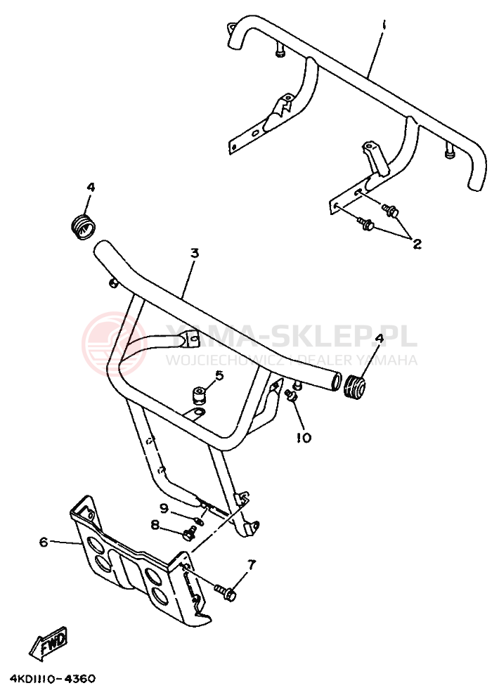 Schemat "RAMIĘ STERUJĄCE" do Yamaha YFB250FW