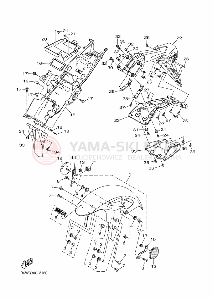 Schemat "błotnik" do Yamaha MT-03