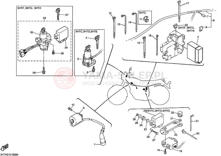 Schemat "układ elektryczny" do Yamaha SR400