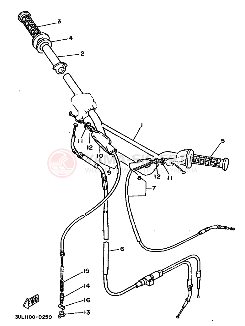 Schemat "Kierownica i osprzęt" do Yamaha RT100