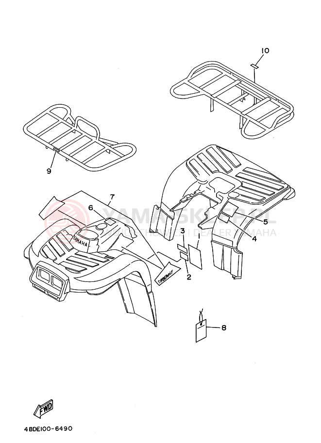 Schemat "naklejki" do Yamaha YFB250J