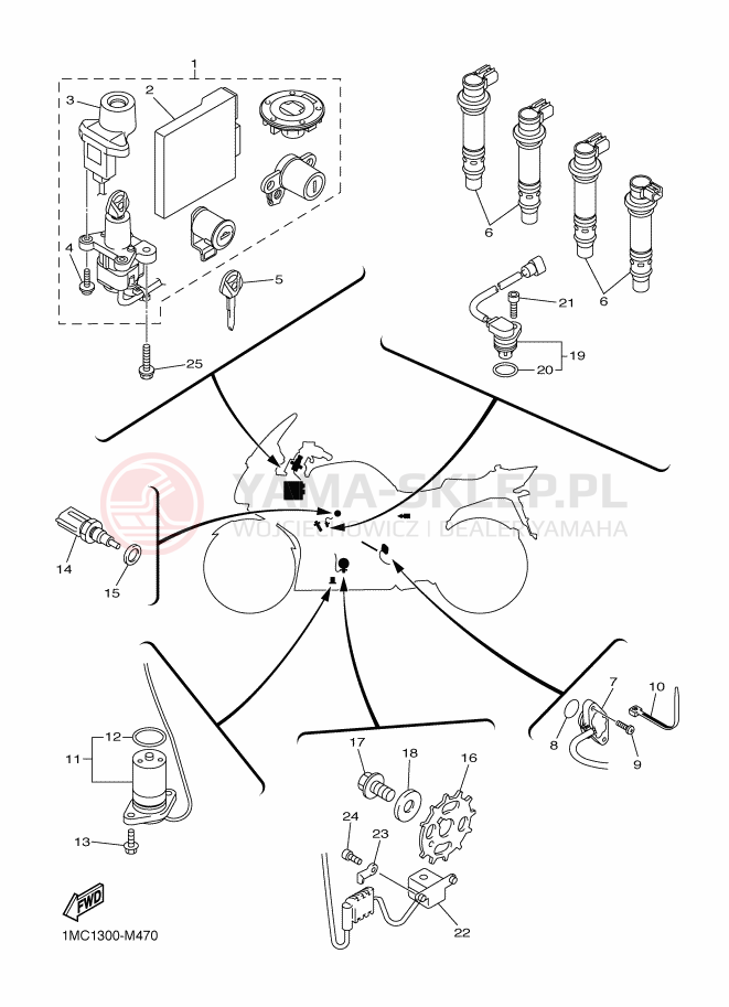 Schemat "układ elektryczny" do Yamaha FJR1300A