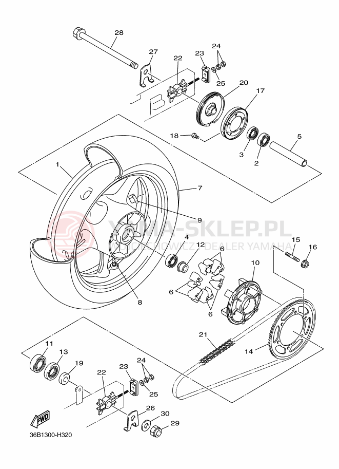 Schemat "Koło tył" do Yamaha DIVERSION