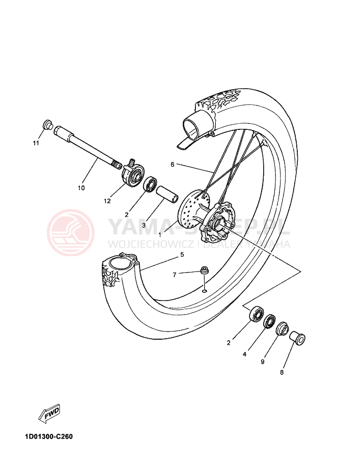 Schemat "Koło przód" do Yamaha DT125RE