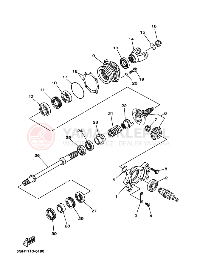 Schemat "Przeniesienie napędu" do Yamaha YFM400FA