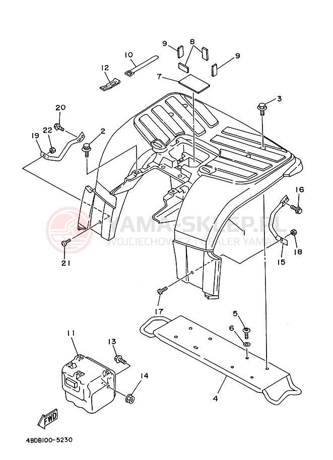 Schemat "błotnik tył" do Yamaha YFB250