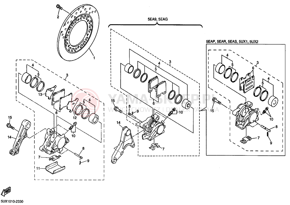 Schemat "Zacisk hamulcowy tylny" do Yamaha XJR1300
