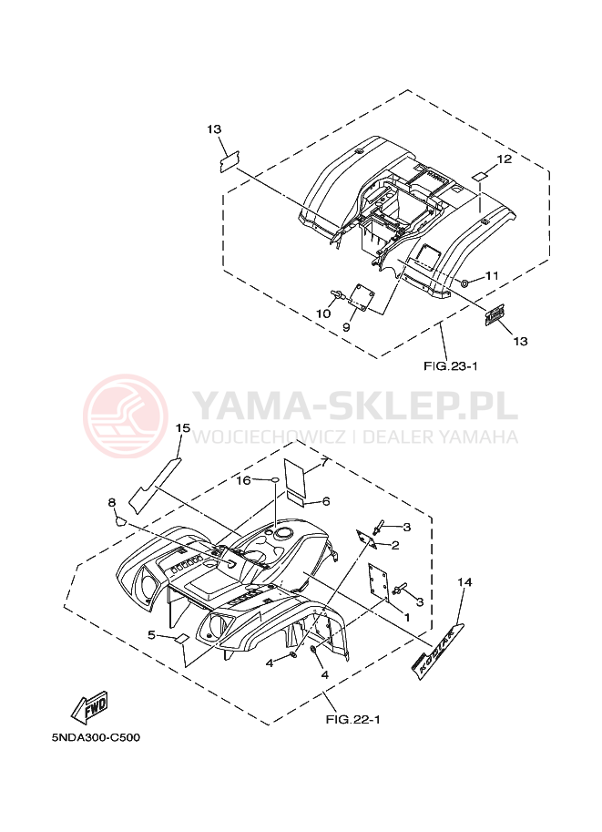 Schemat "naklejki" do Yamaha KODIAK 4WD