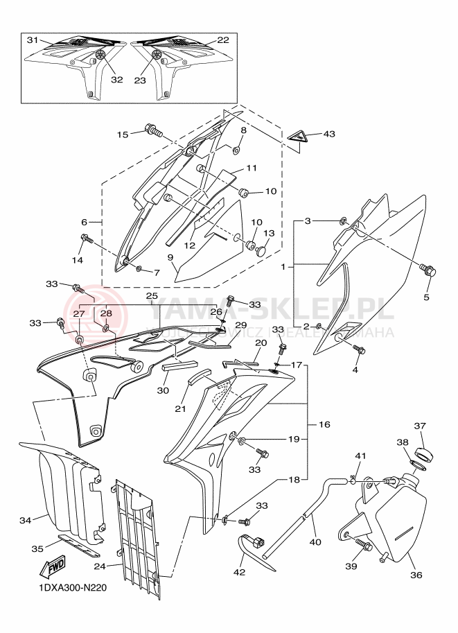 Schemat "Pokrywa boczna" do Yamaha WR450F