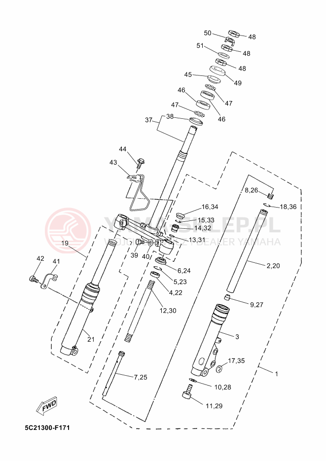 Schemat "Amortyzatory przód" do Yamaha NEOS