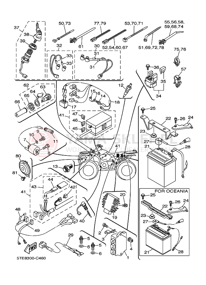 Schemat "układ elektryczny" do Yamaha KODIAK 4WD