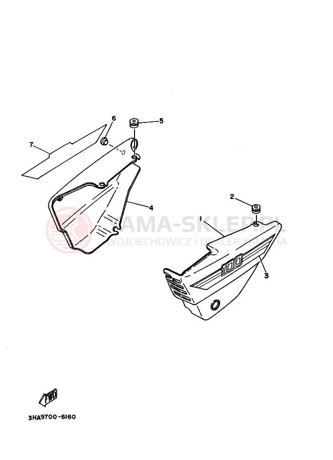 Schemat "Pokrywa boczna" do Yamaha AG100F