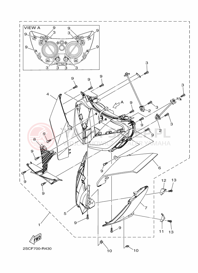 Schemat "Lampa przód" do Yamaha TRACER 900