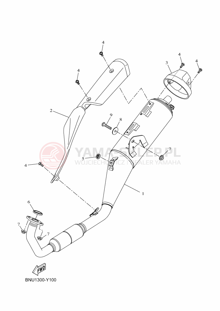 Schemat "Wydech końcowy" do Yamaha YZF-R125
