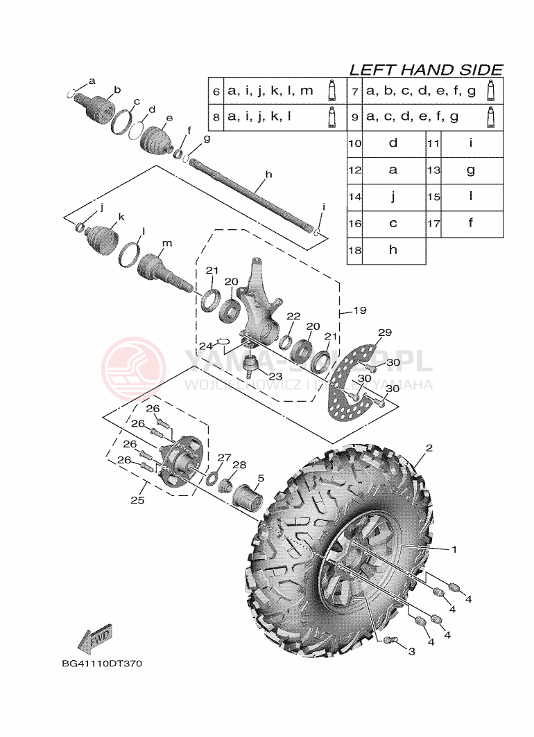 Schemat "Koło przód" do Yamaha X2 R-SPEC SE