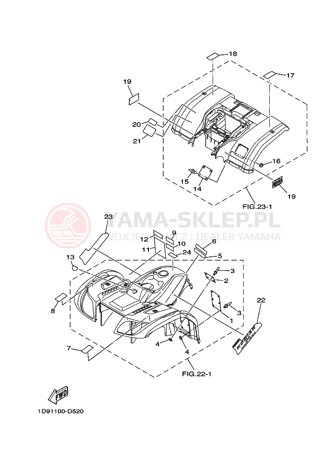 Schemat "naklejki" do Yamaha KODIAK 4WD