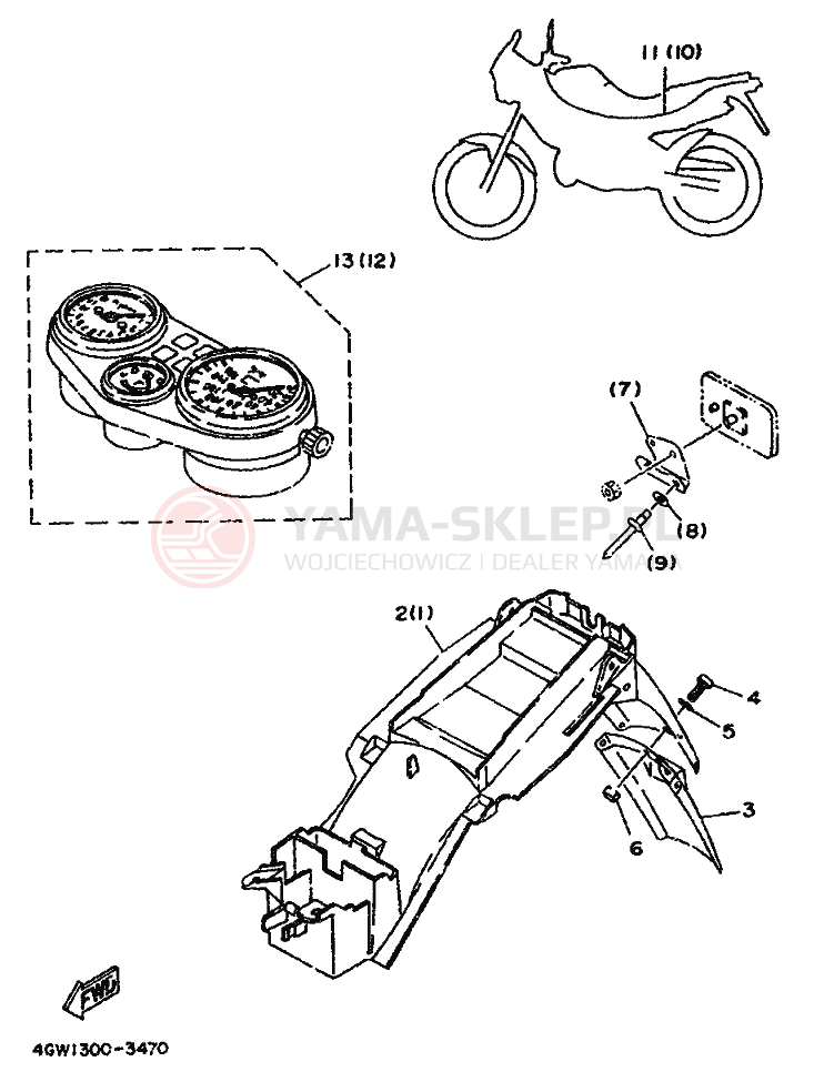 Schemat "Zawieszenie przód" do Yamaha TDR125