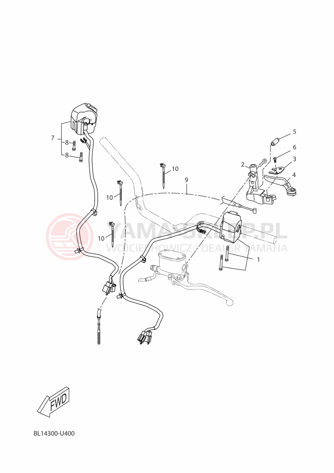 Schemat "Kierownica i osprzęt" do Yamaha X-MAX 400 ABS