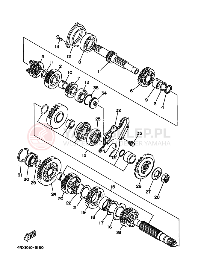 Schemat "Skrzynia biegów " do Yamaha TDM850