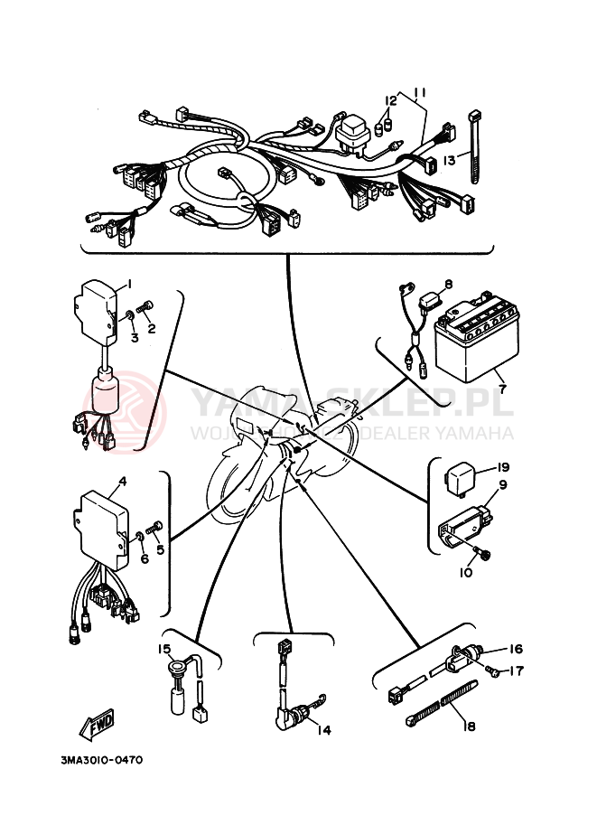 Schemat "układ elektryczny" do Yamaha TZR250SP