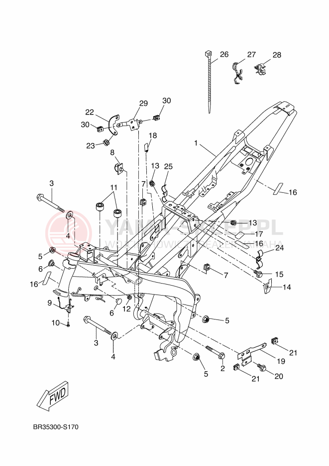 Schemat "rama" do Yamaha MT-125 ABS