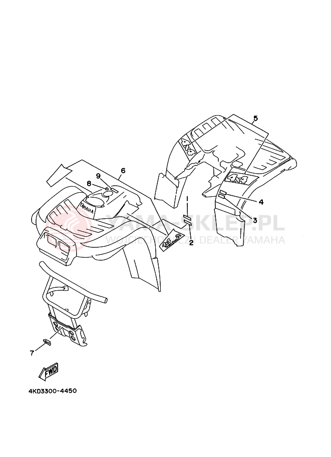 Schemat "naklejki" do Yamaha TIMBERWOLF